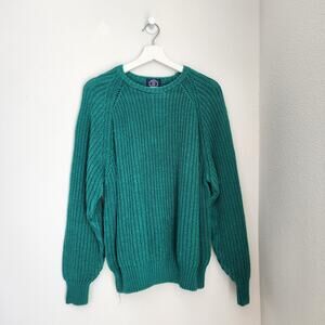 80s Vintage Gap Teal Chunky Knit Sweater Crewneck Long Sleeve Grandpacore M